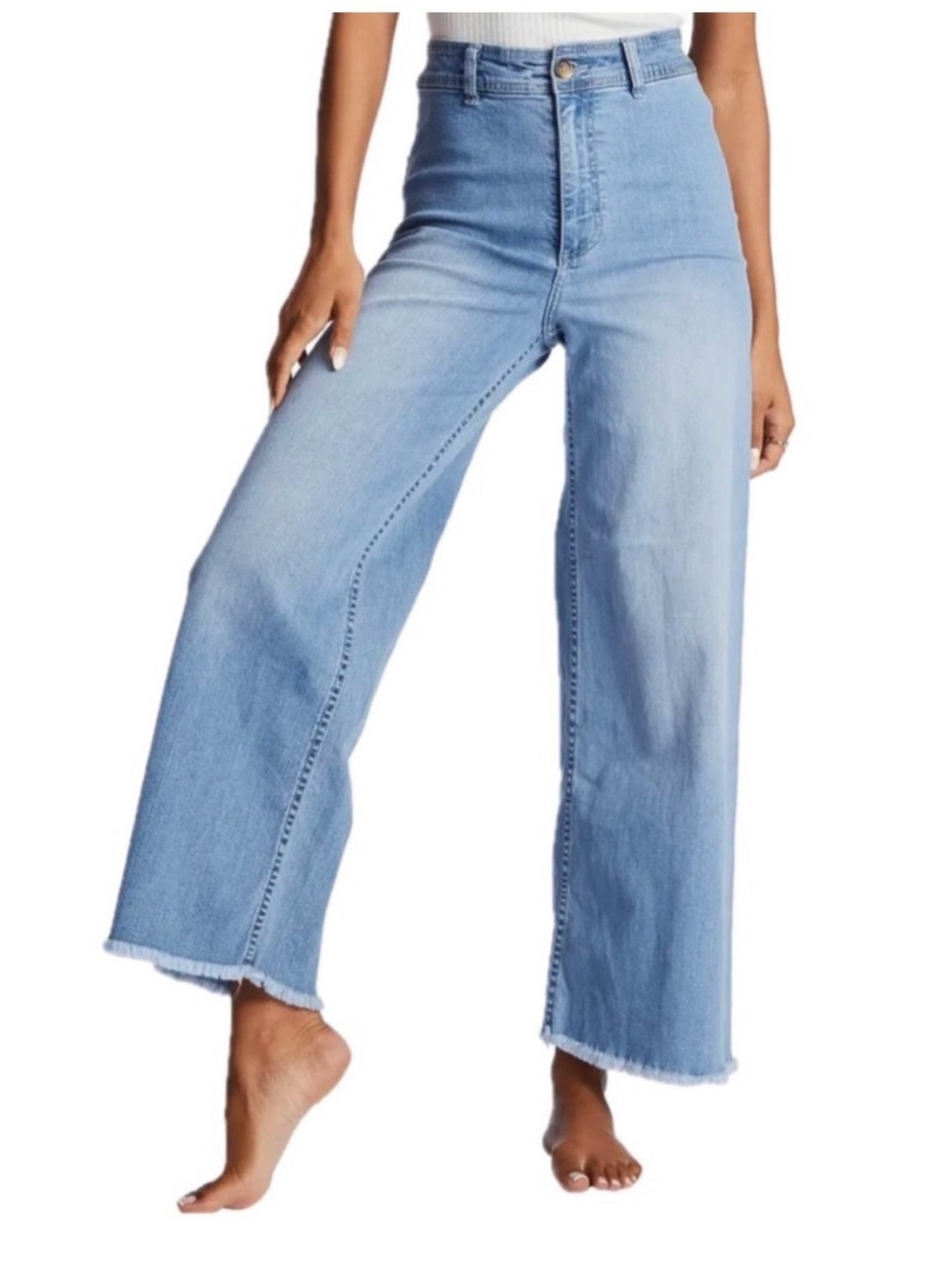 NEW Billabong Free Fall Fray Hem Wide Leg Jeans Womens Size 25 Blue NWOT